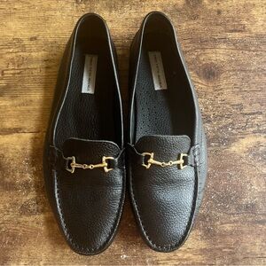 Saks Fifth Ave black leather moccasins, size 9.5